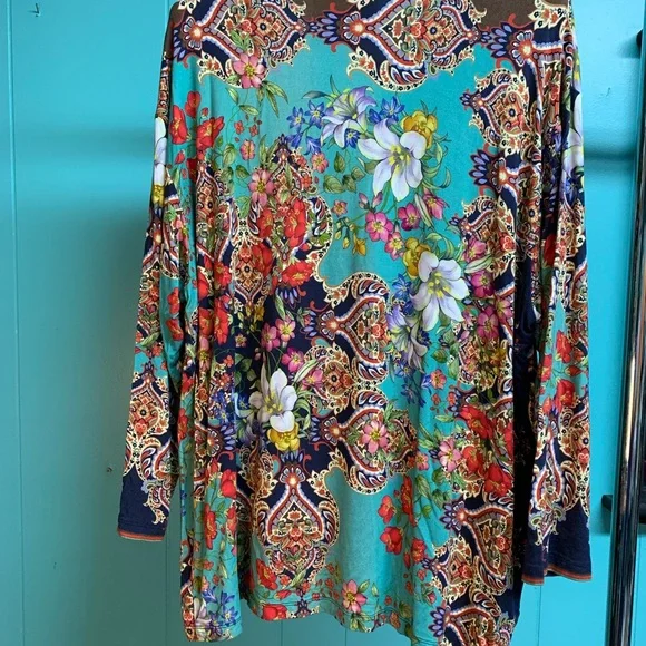 Johnny Was Multi-print Indie Flower tunic Size L - Picture 2 of 9